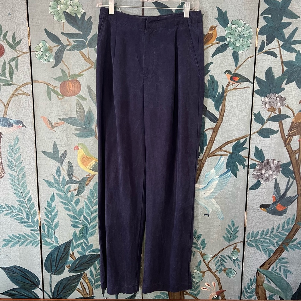 Gap High Rise SoftSuit Pleated Wide Leg Trousers in Navy, Sz 2